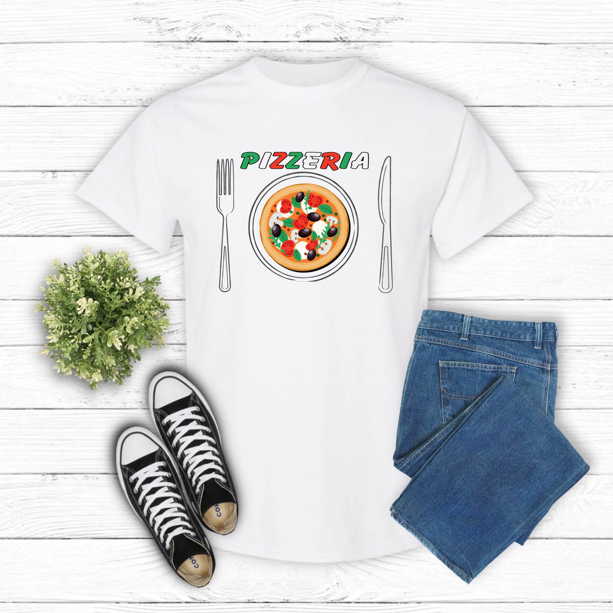 Pizzeria Plate Pizza T-Shirt — Vintage Italian Pizza Graphic Tee