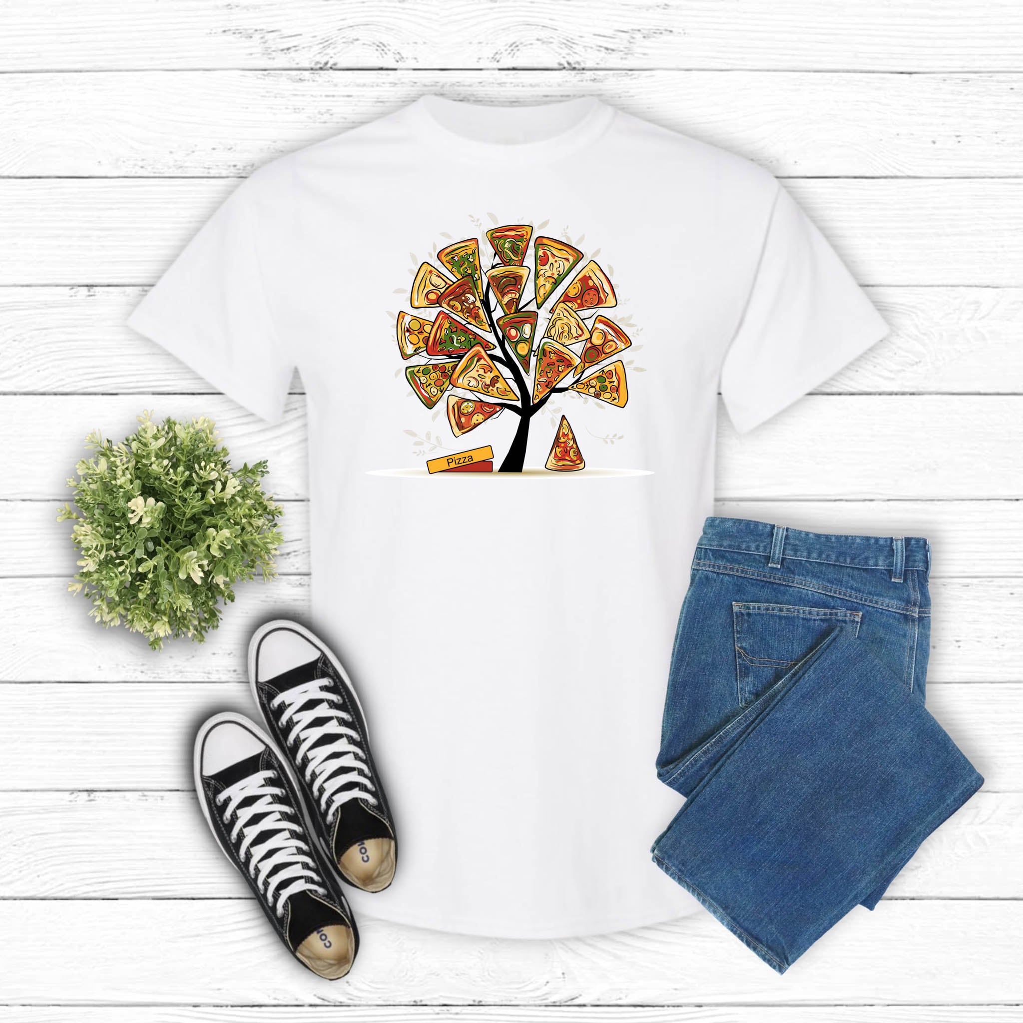 Pizza Tree T-Shirt — Funny Pizza Slice Tree Graphic Tee